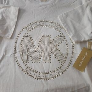 Michael Kors White T-Shirt with Gold Stud Logo